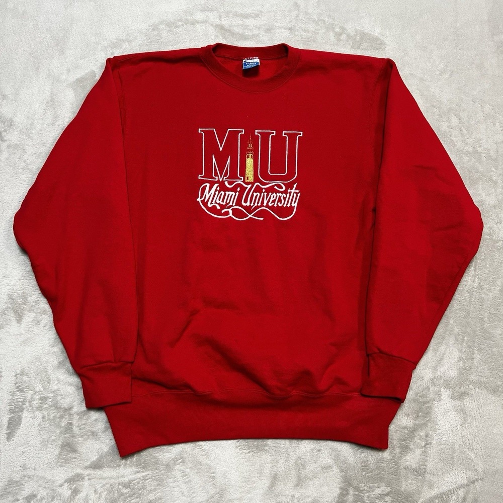 Vintage 90s Champion Miami University Sweatshirt Pullover Mens Sz XL Embroidered